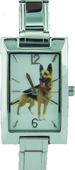 watch german shepherd retangular face single 9mm charm bracelet 202_WD