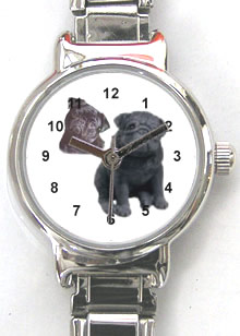 Black pug watch singel 9mm Italian Charm style 212_KK